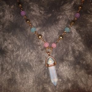 Opalite choker with beads and gold chain